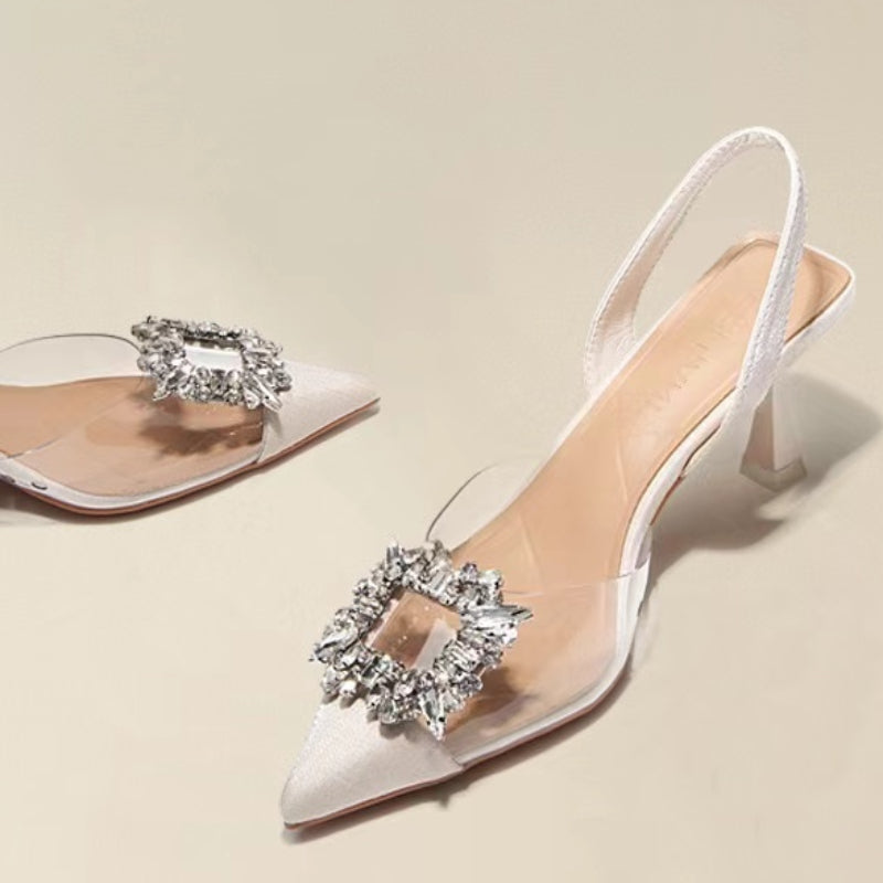 Crystal Transparent Pointed Toe High Heels for Women