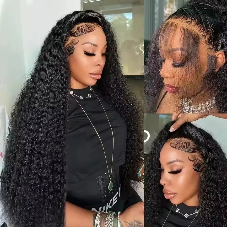 Deep Wave Human Hair Lace Front Wig 30 40 Inch