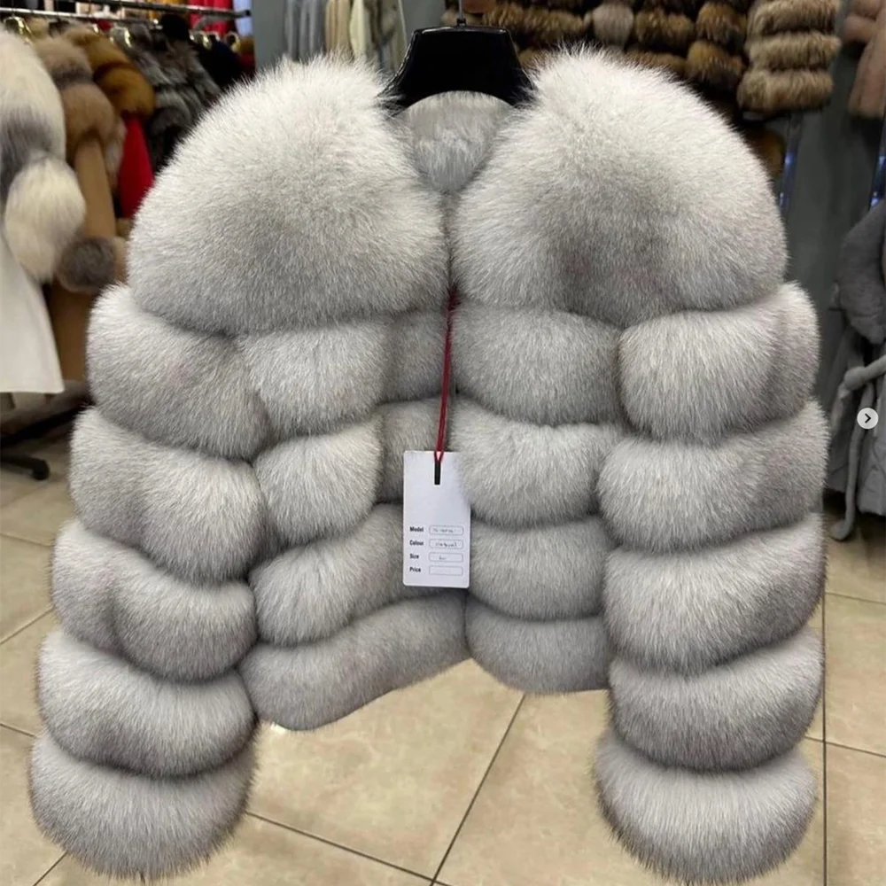 QUEENTINA Brown Fox Fur Coat for Women