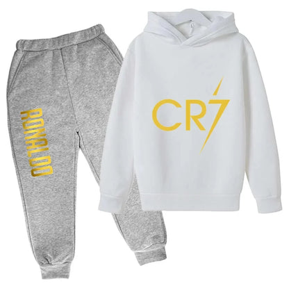Ronaldo CR7 Print Hoodie and Pants Set for Children