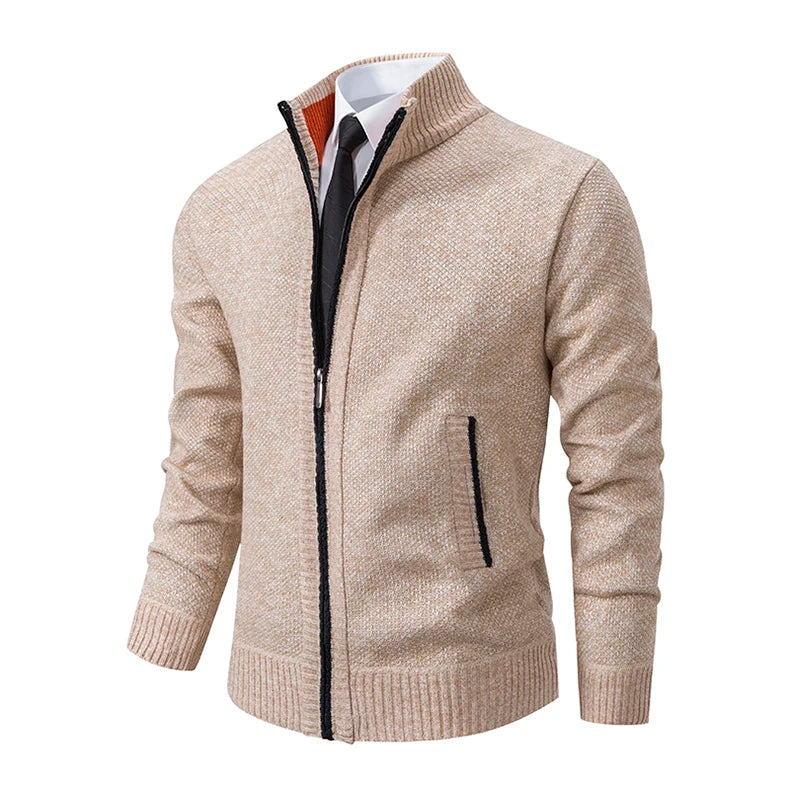Men's Fleece Zipper Cardigan Casual Sports Coat