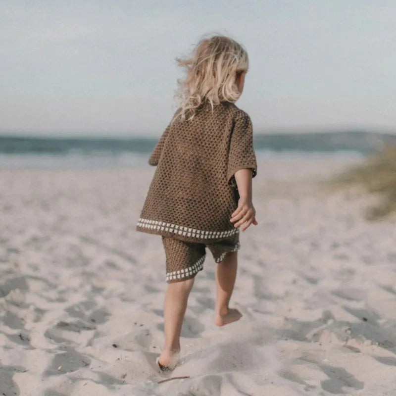 DGUKYM Summer Baby Knitted Sweater Cardigan Set