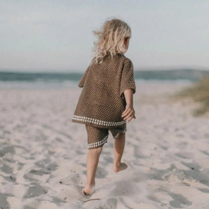DGUKYM Summer Baby Knitted Sweater Cardigan Set