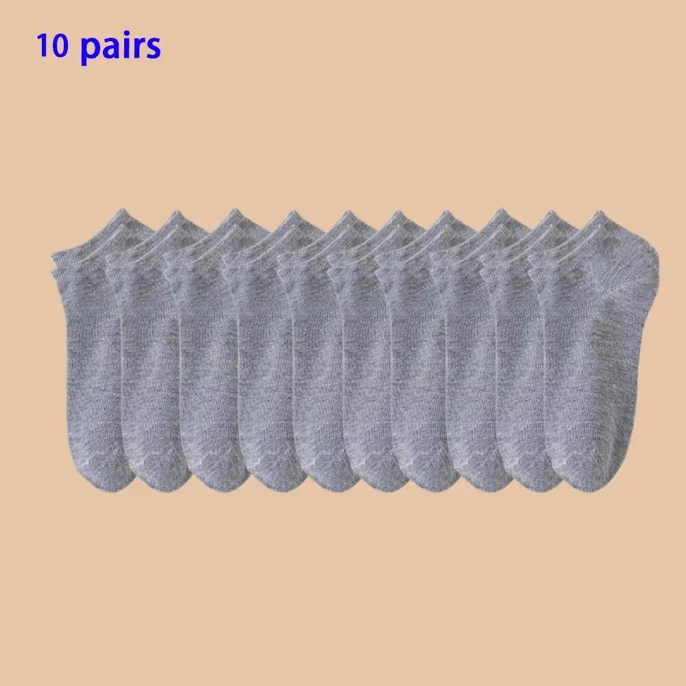 Men's Casual Black Crew Socks - 10 Pairs Polyester