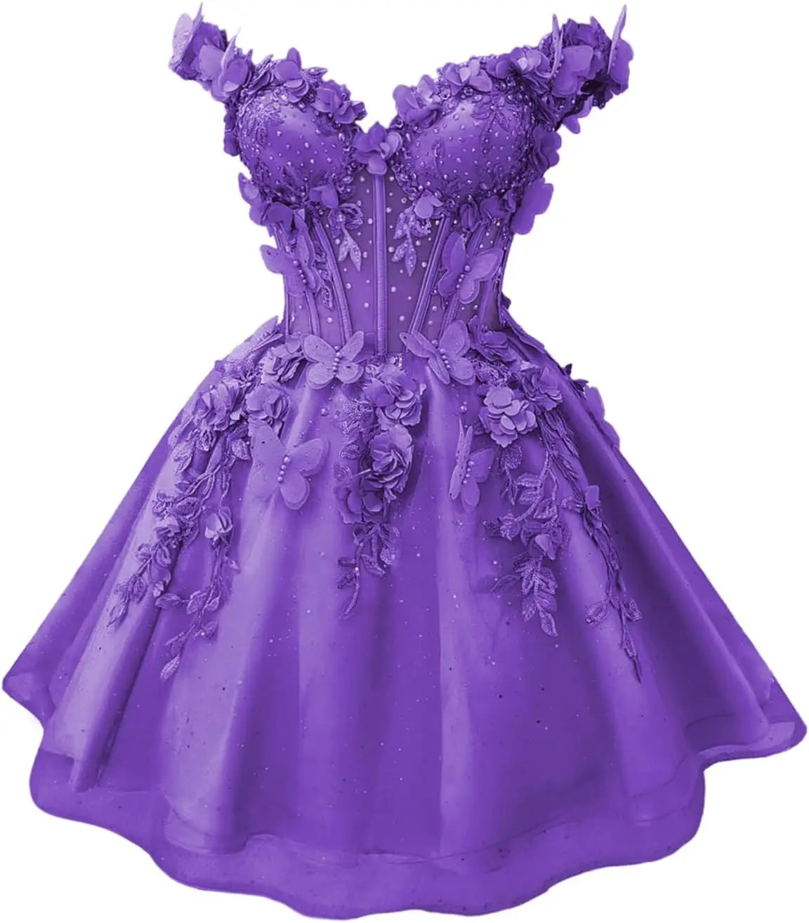 Butterfly Short Off Shoulder Prom Dress for Teens