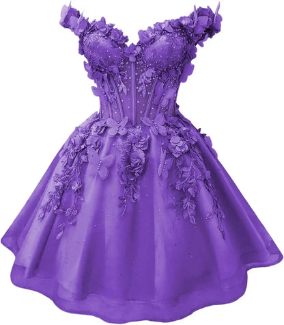 Butterfly Short Off Shoulder Prom Dress for Teens