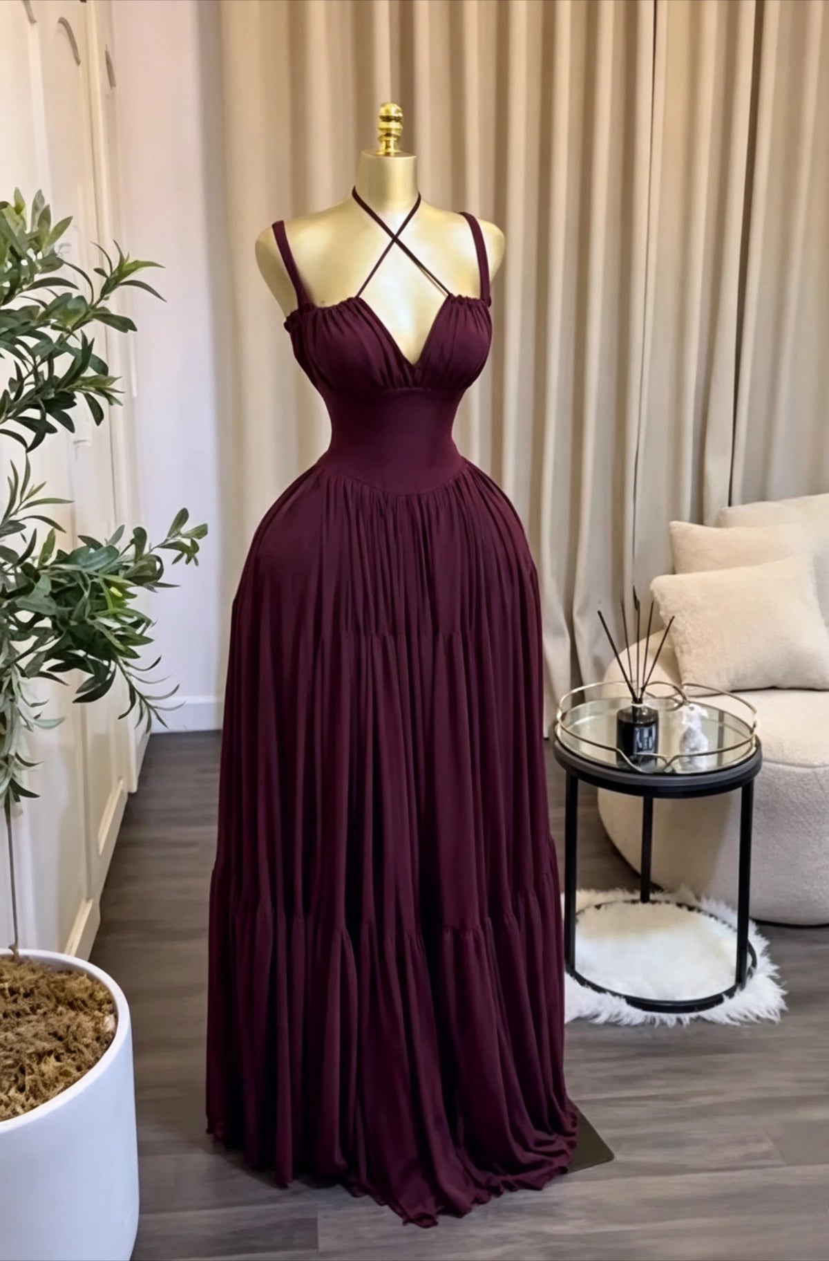 Summer Women Halter Maxi Dress Slim Polyester Beach Party