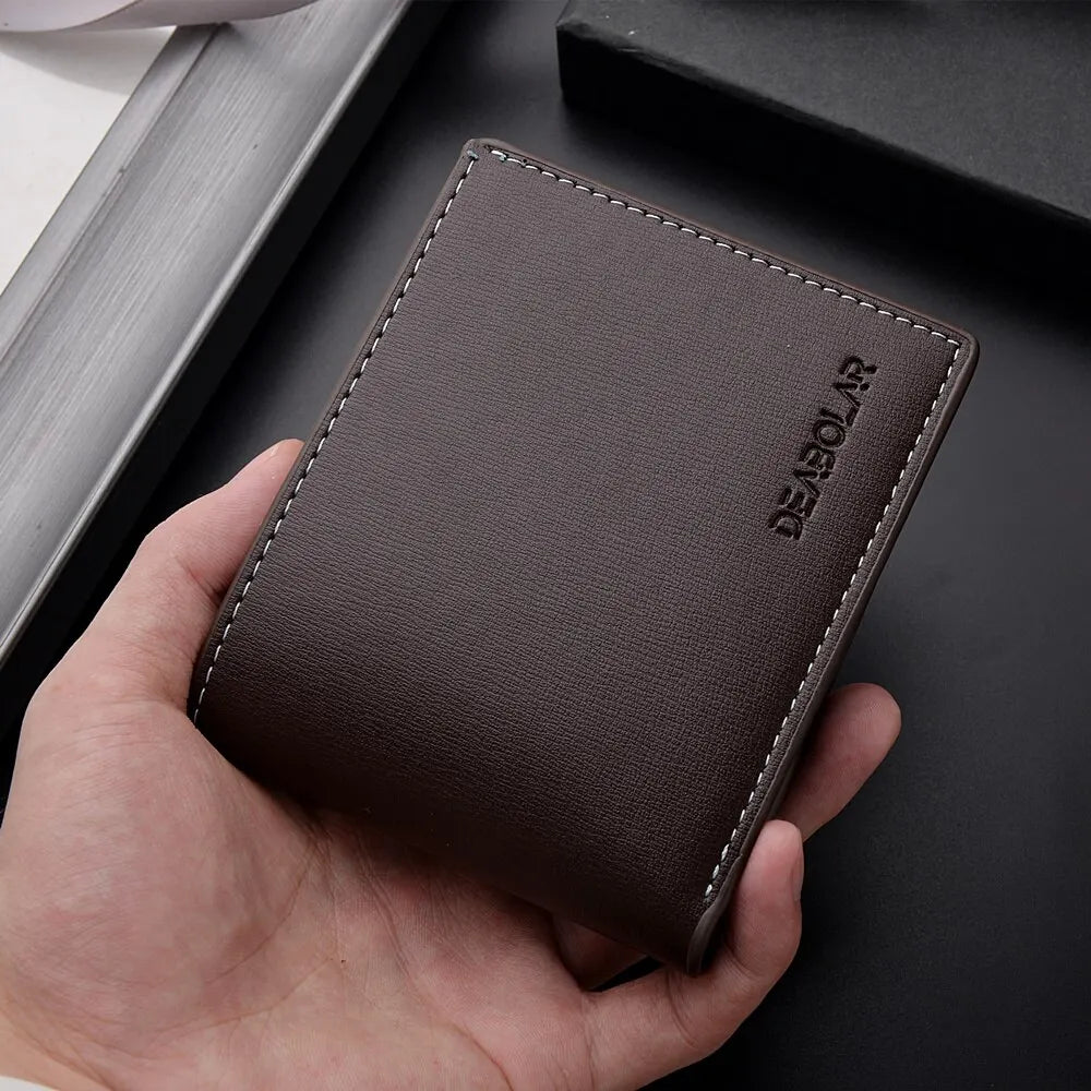 PU Leather Short Wallet for Men in Thin Folding Design