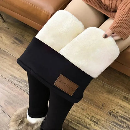 Women High Waist Thermal Fleece Leggings Casual Pants