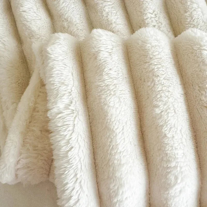 250GSM Soft Fluffy Striped Throw Blanket for Bed