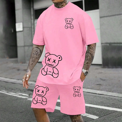 Men's Summer Loose Harajuku T-Shirt and Shorts Set
