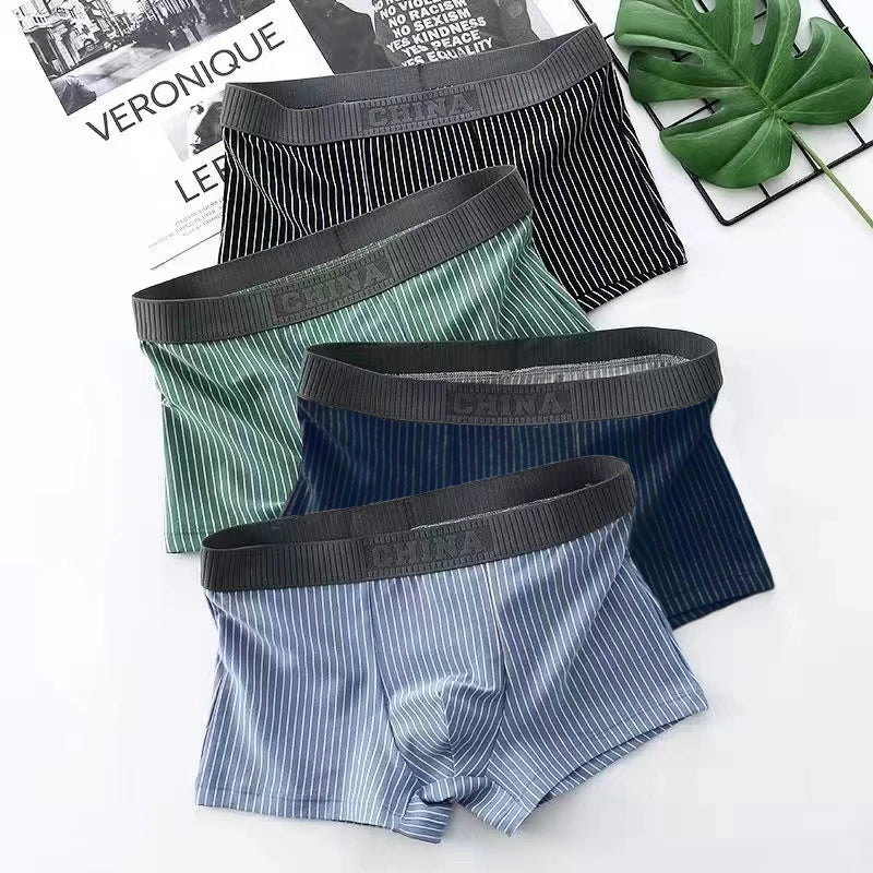 Men's Cotton Boxer Shorts Underwear 4Pcs Set