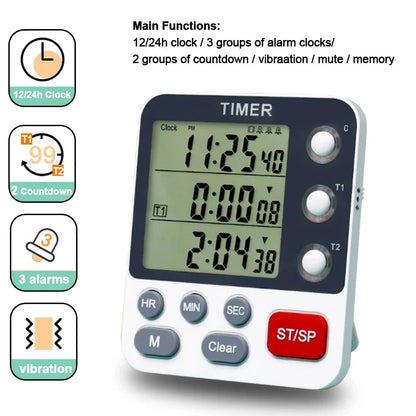 Digital Kitchen Timer with Adjustable Volume and LCD Display
