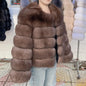 QUEENTINA Brown Fox Fur Coat for Women