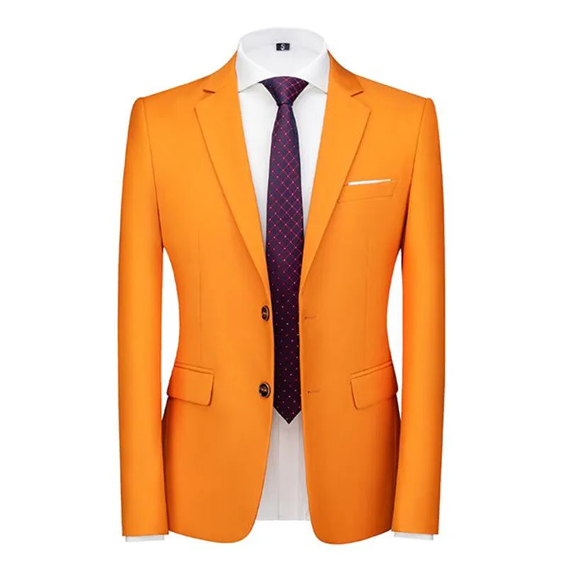 Men's Solid Color Formal Suit Jacket Slim Fit Blazer
