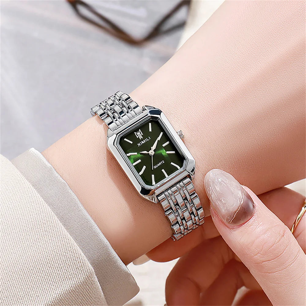 Gold Plated Ladies Quartz Watch Stainless Steel Band