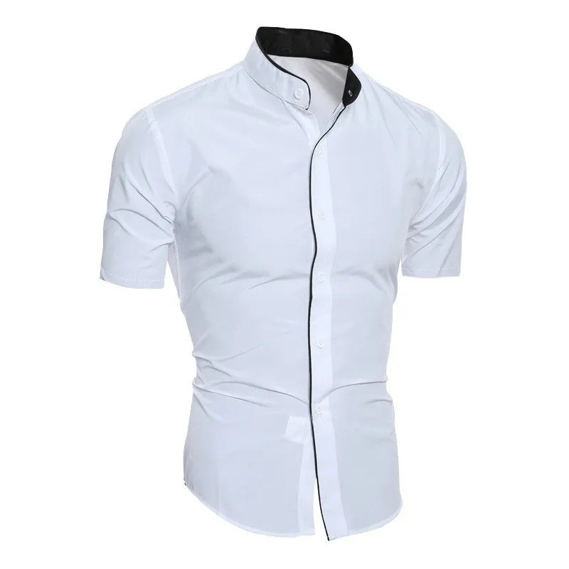 Men's Casual Short Sleeved Shirt in Solid Color