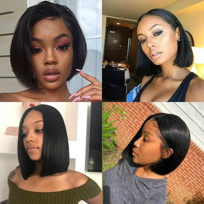 4x4 Lace Front Short Bob Wig Human Hair Straight