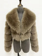 Cropped Faux Fur Coat for Women in Black