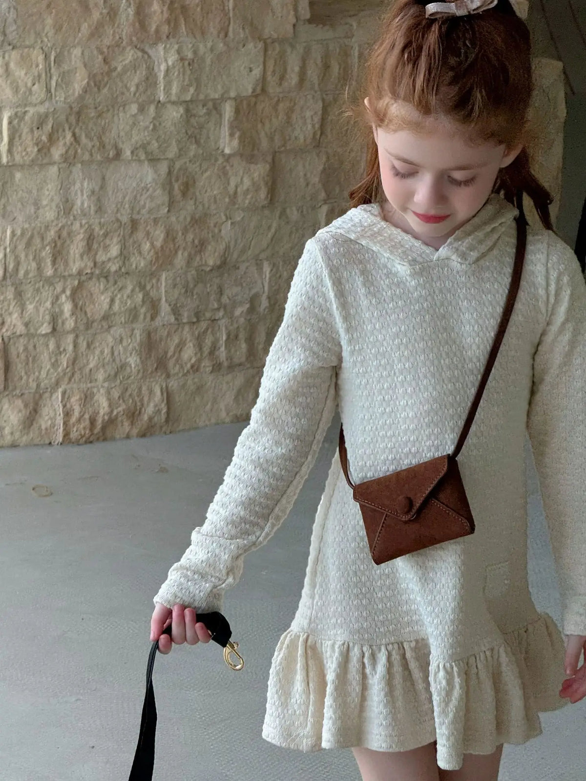 Hooded Knitted Lace Dress for Girls
