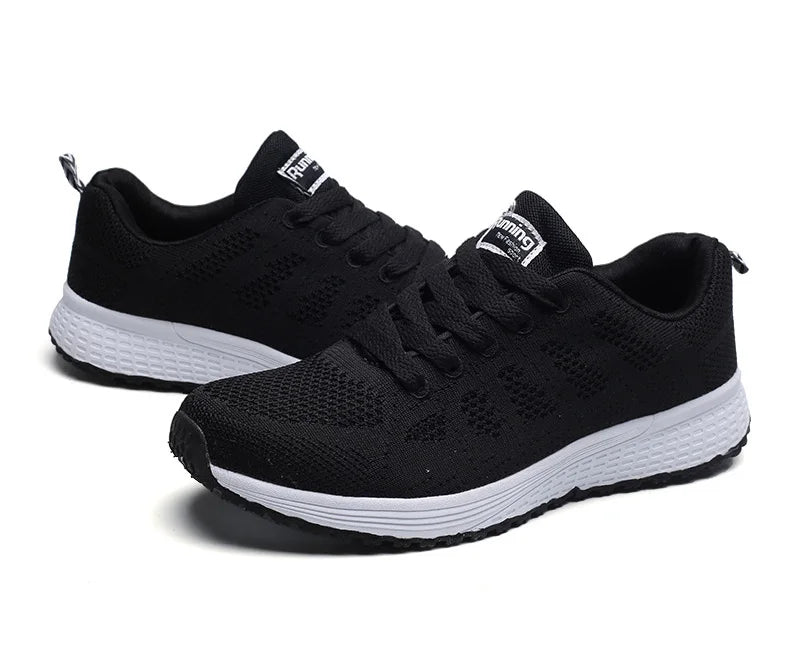 Women Breathable Mesh Flat Sneakers White
