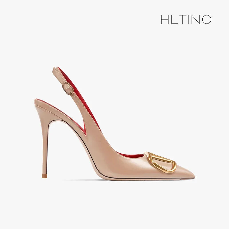 Black Slingback Sandals for Women with High Heels