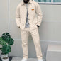 Men's Casual Waffle Pocket Jacket Set in Polyester