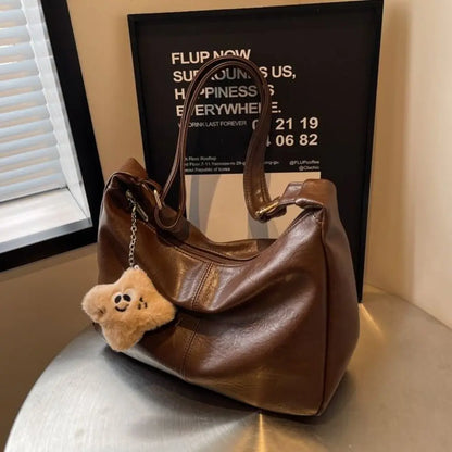 Trendy PU Leather Slouchy Shoulder Bag for Women