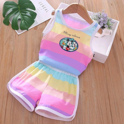Cartoon Printed Vest and Shorts Set for Kids