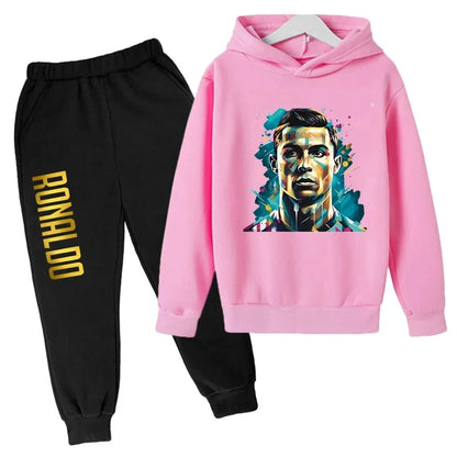 Ronaldo CR7 Print Hoodie and Pants Set for Children