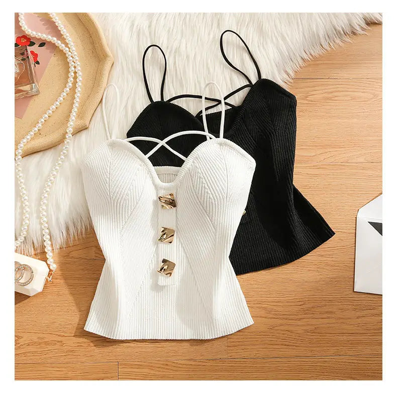 Knitted Camisole Tank Top for Women Summer Outerwear