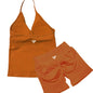 Seamless Lace-Up Bra and Shorts Yoga Set for Women