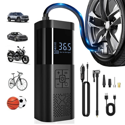 Cordless Portable Tire Inflator with Pressure Gauge