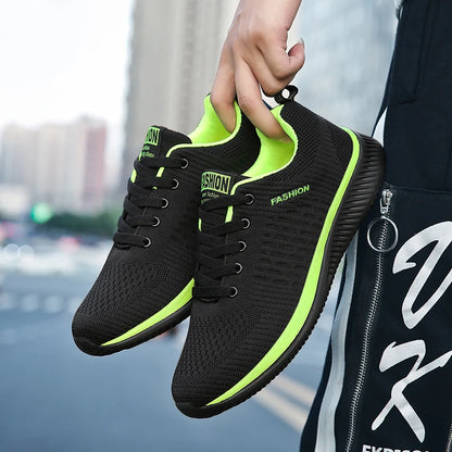 YRZL Black Knit Sneakers for Men Athletic Casual Shoes