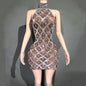 Sparkly Rhinestones Sleeveless Evening Dress for Women