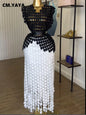 Women Cutout O-neck Crop Top and Bodycon Maxi Skirt Set