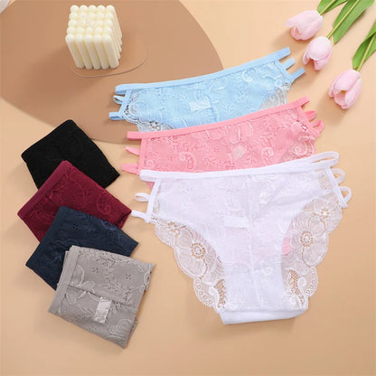 3PC Set Women's Floral Lace Low Rise Briefs