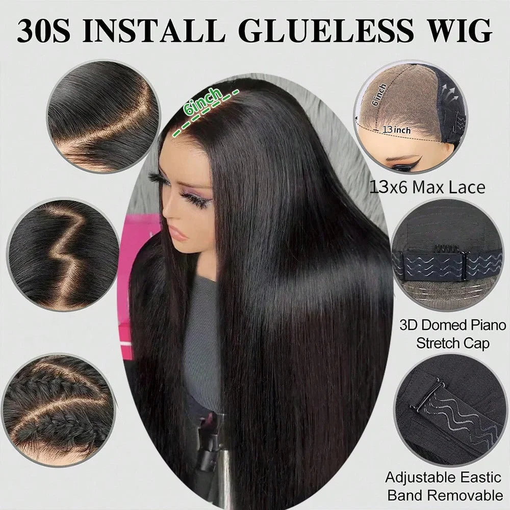 Bone Straight Lace Closure Wig Brazilian Human Hair 16-42 Inches