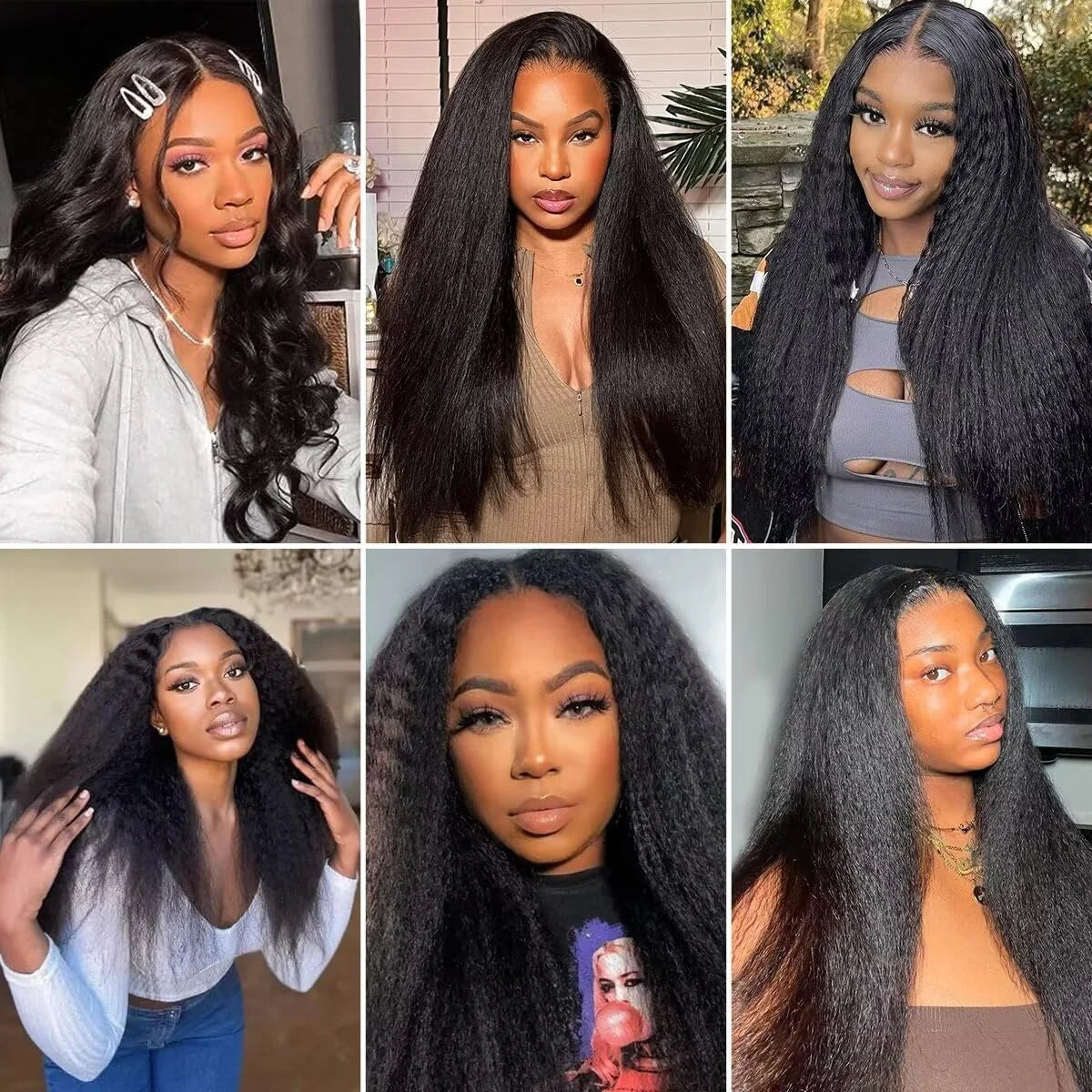 Kinky Straight V Part Wig 220% Density Human Hair