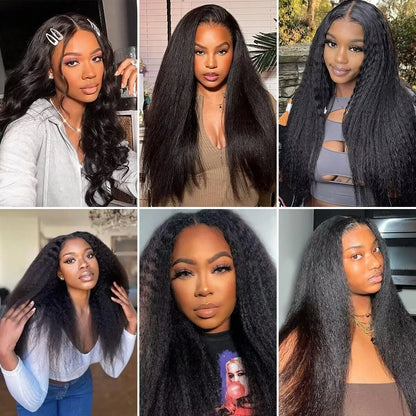 Kinky Straight V Part Wig 220% Density Human Hair