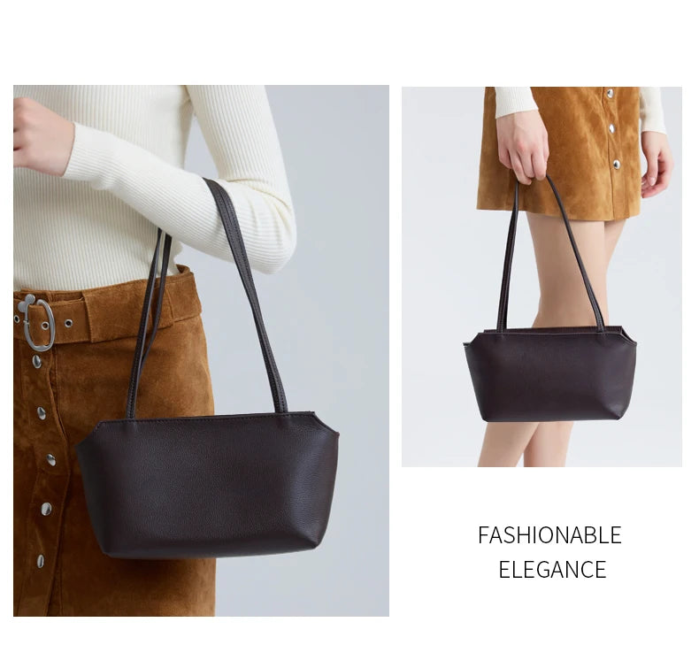 Genuine Cowhide Leather Mini Shoulder Tote Bag
