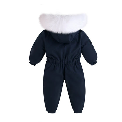 Winter Baby Ski Suit Plus Velvet Jumpsuit Waterproof