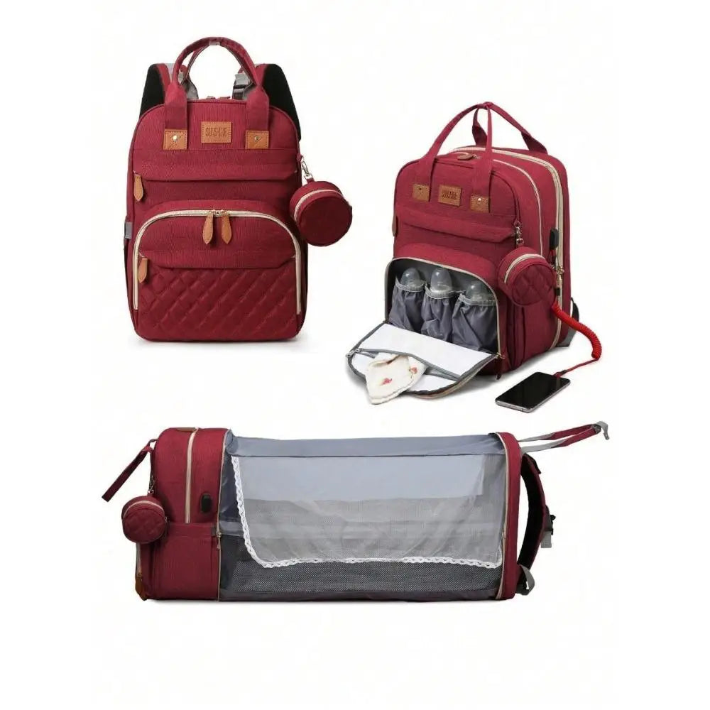 3 In 1 Waterproof Diaper Bag Backpack with USB Charge