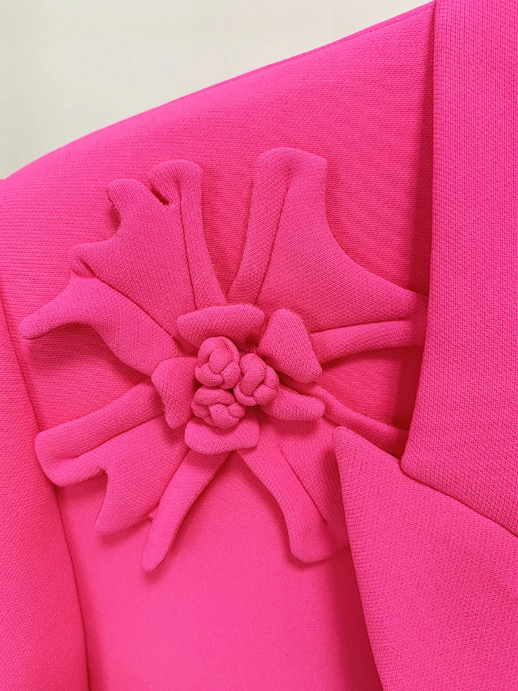 Women's Double Breasted Long Blazer with Appliques