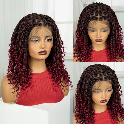 Knotless Box Braided Wigs with Curly Ends 16 Inches Synthetic