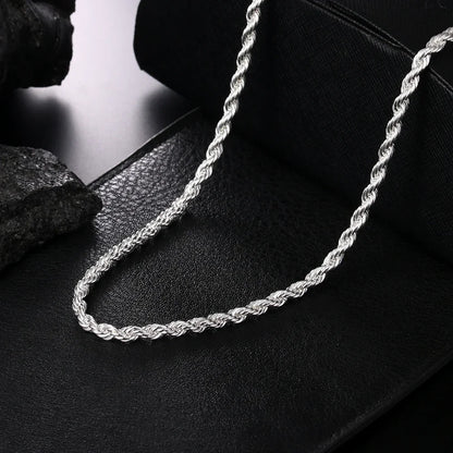 4MM Rope Chain 925 Sterling Silver Necklace Unisex