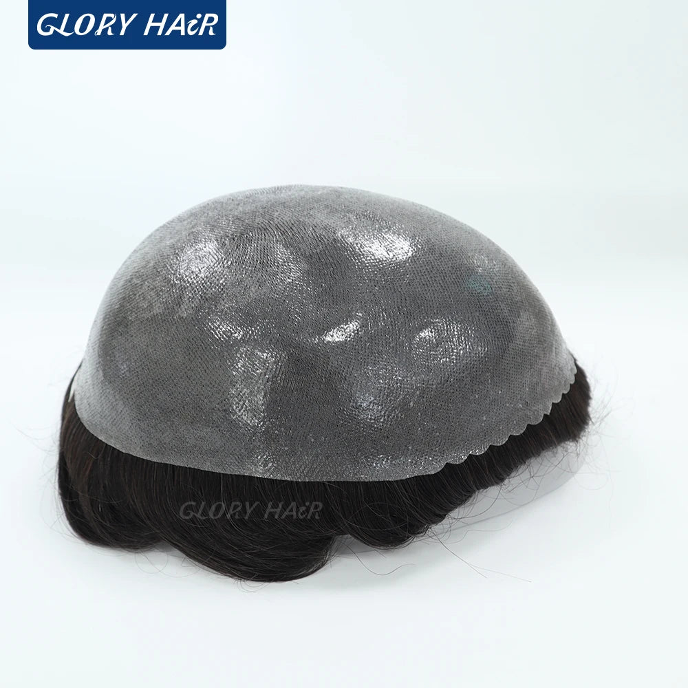 Double Knotted Toupee 130% Density Indian Hair 5 Inch
