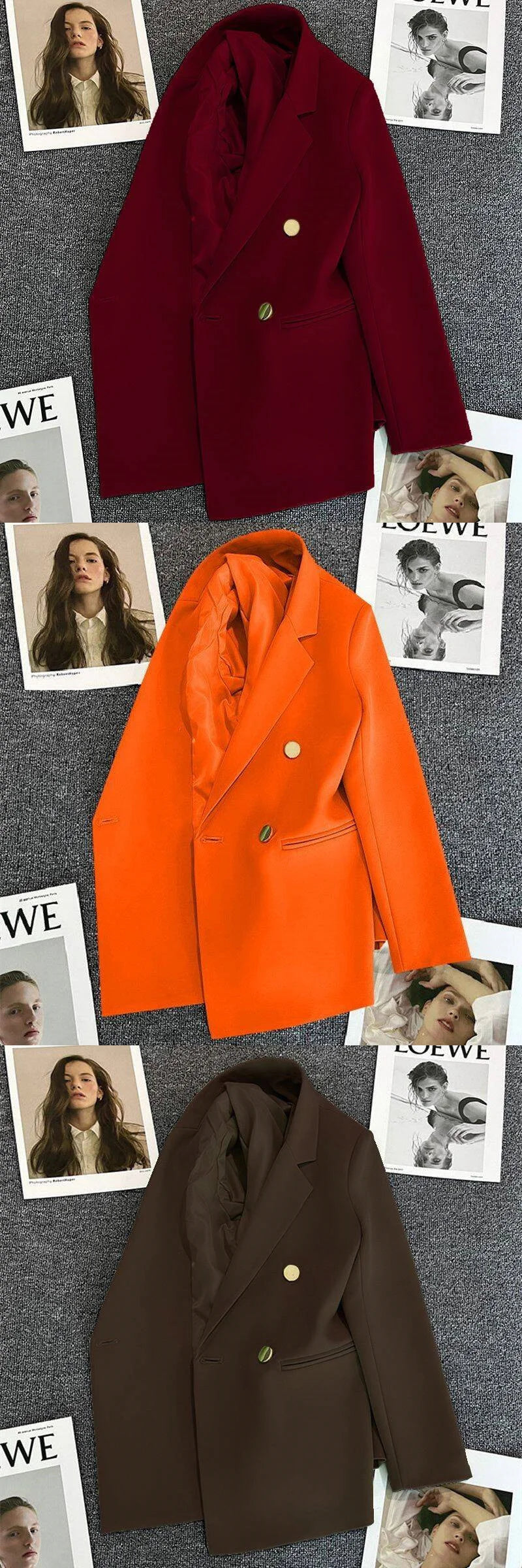 Women Double-Breasted Blazer Casual Suit Jacket