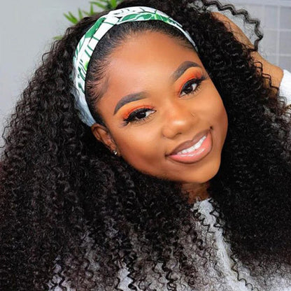 Kinky Curly Human Hair Headband Wig 250% Density