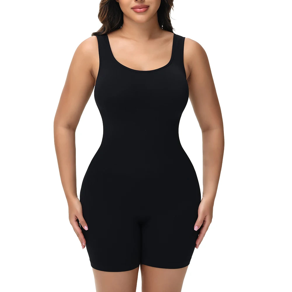 Wide Strap Bodysuit Shapewear for Women in Black/Nude